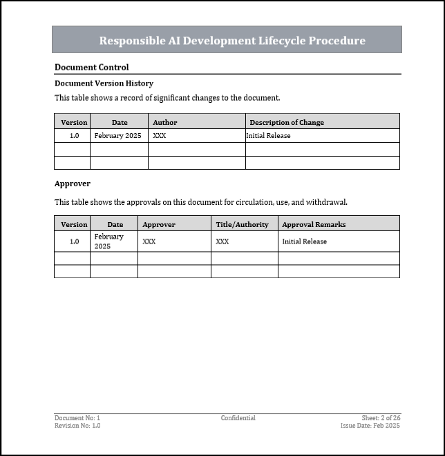 ISO 42001 Responsible AI Development Lifecycle Procedure Template