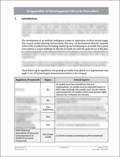 ISO 42001 Responsible AI Development Lifecycle Procedure Template