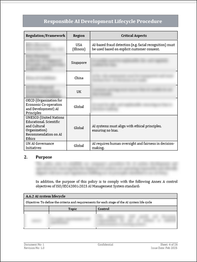 ISO 42001 Responsible AI Development Lifecycle Procedure Template