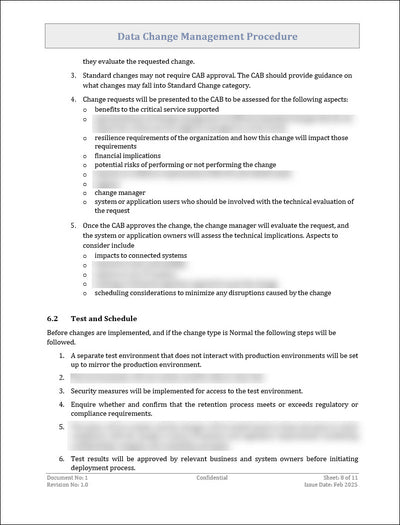 Data Change Management Procedure Template