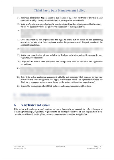 Third Party Data Management Policy Template