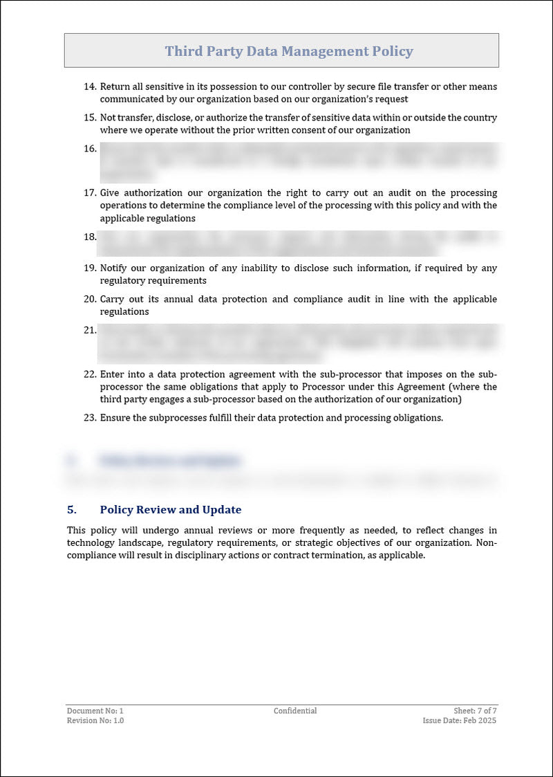 Third Party Data Management Policy Template