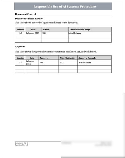 ISO 42001 Responsible Use of AI Systems Procedure Template