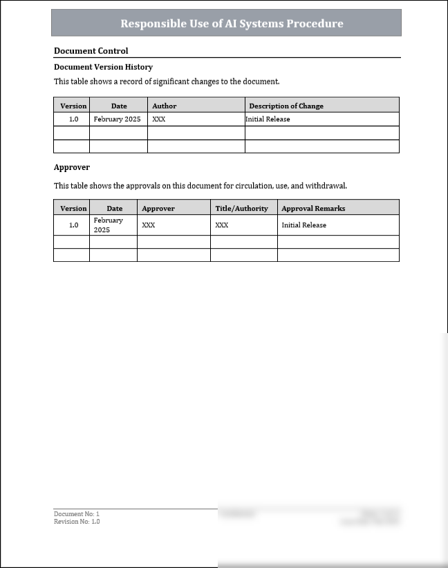 ISO 42001 Responsible Use of AI Systems Procedure Template