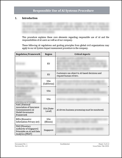 ISO 42001 Responsible Use of AI Systems Procedure Template