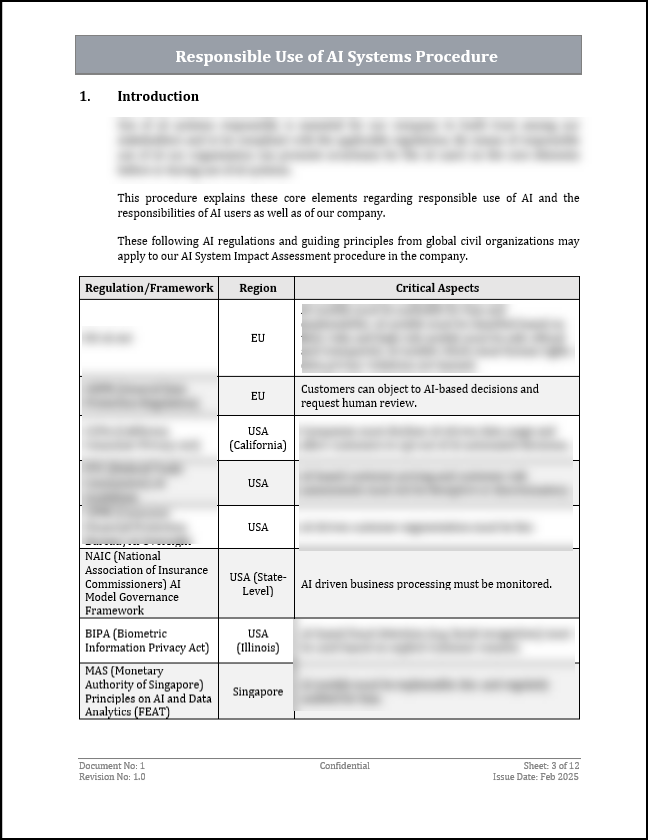 ISO 42001 Responsible Use of AI Systems Procedure Template