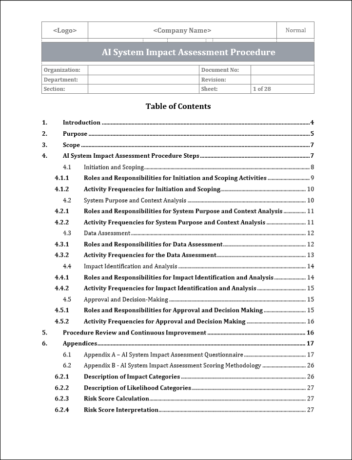 AI System Impact Assessment Procedure