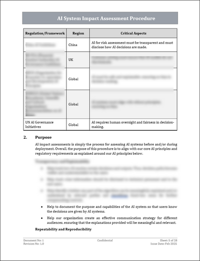 ISO 42001 AI System Impact Assessment Procedure