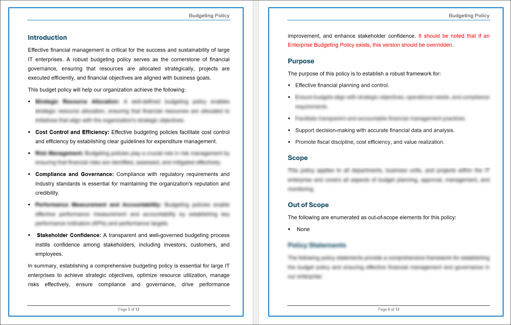 Budget Policy Example Pdf COBIT Budgeting Policy Template – ITSM Docs - ITSM Documents & Templates