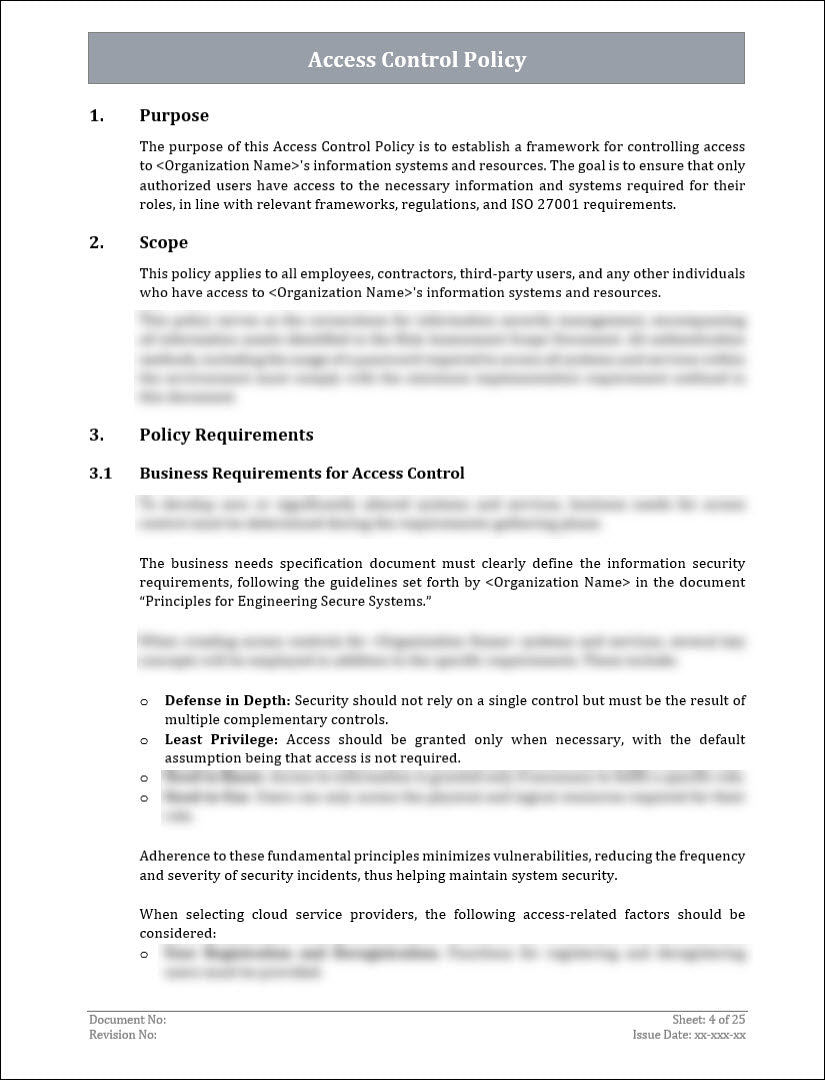 Access Control Policy Template – ITSM Docs - ITSM Documents & Templates