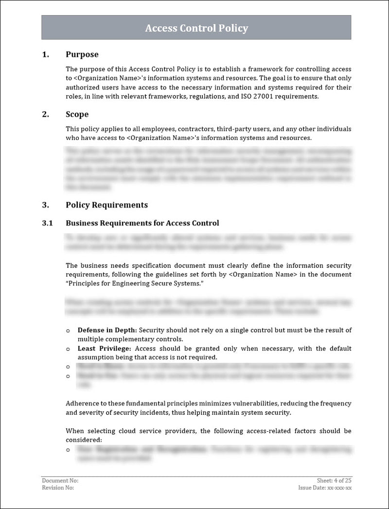 Access Control Policy Template ITSM Docs ITSM Documents & Templates
