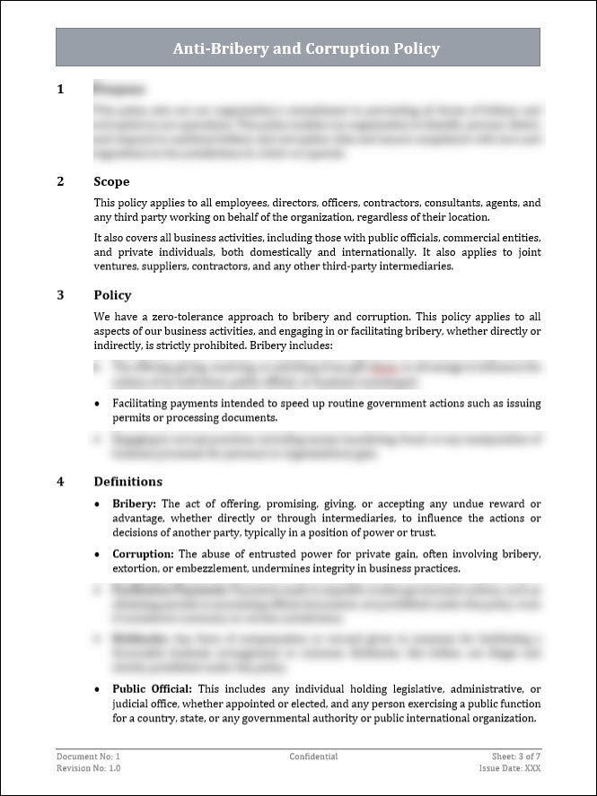 AntiBribery and Corruption Policy Template ITSM Docs ITSM