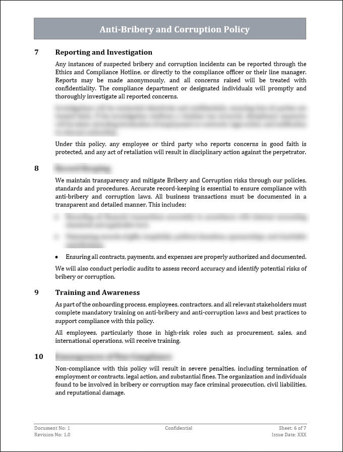 Anti-Bribery and Corruption Policy Template – ITSM Docs - ITSM ...