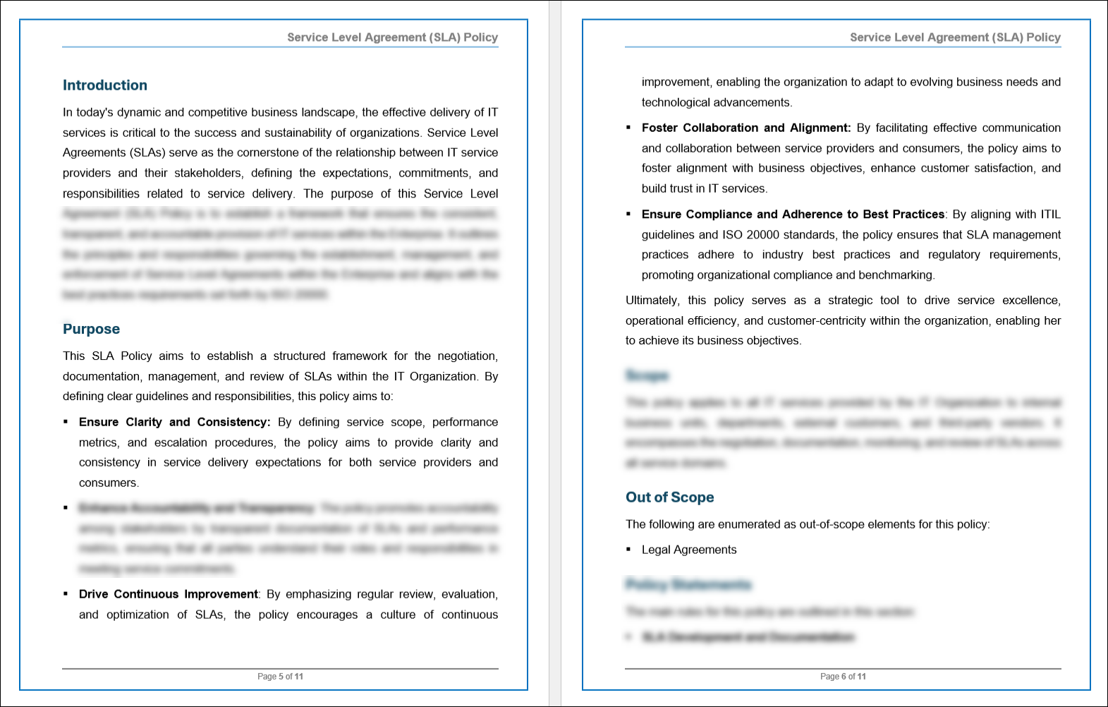 Service Development Policy COBIT BAI10 Service level agreement (SLA) Policy Template – ITSM Docs ...