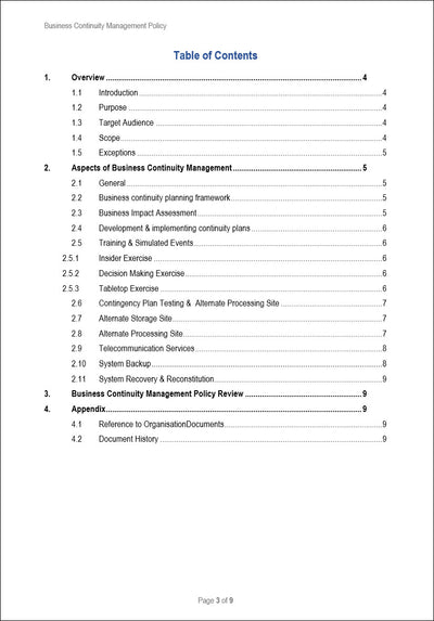 Business Continuity Management Policy Template
