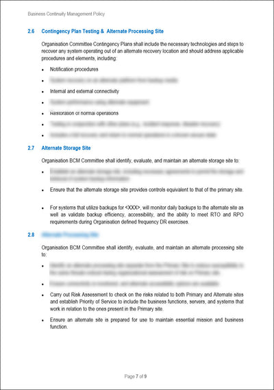 Business Continuity Management Policy Template