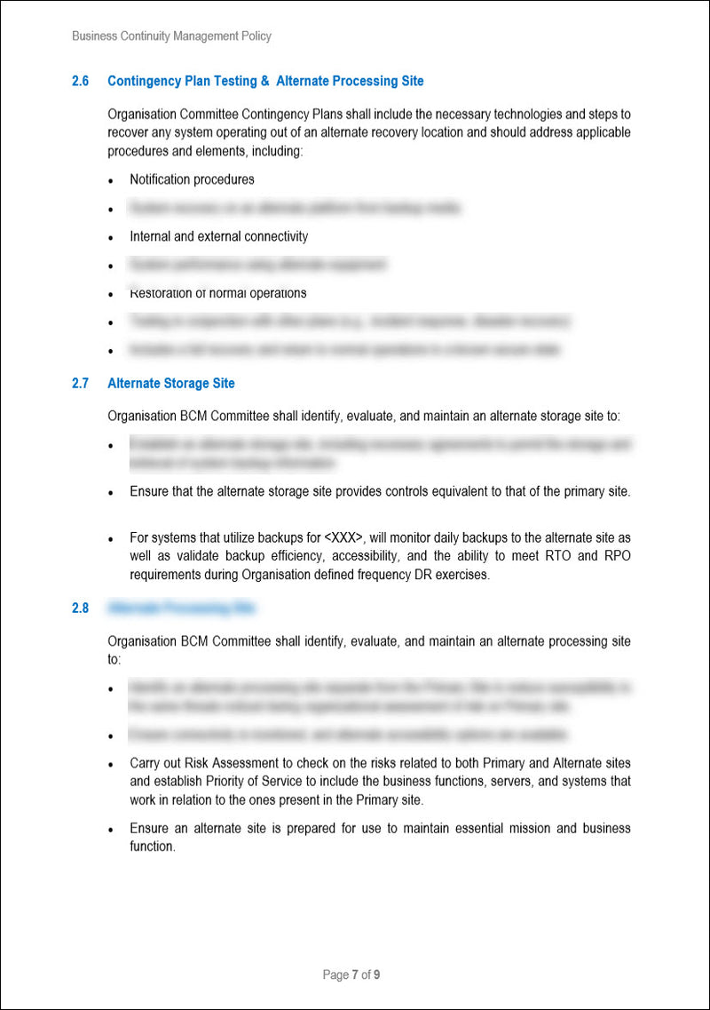 Business Continuity Management Policy Template