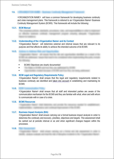 Business Continuity Plan Template