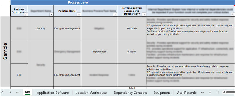 Business Impact Analysis Template