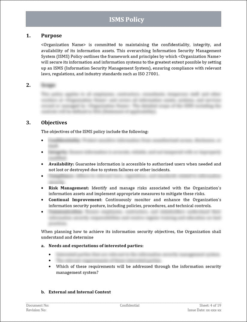 Isms Sample COSO ISMS Policy Template – ITSM Docs - ITSM Documents & Templates