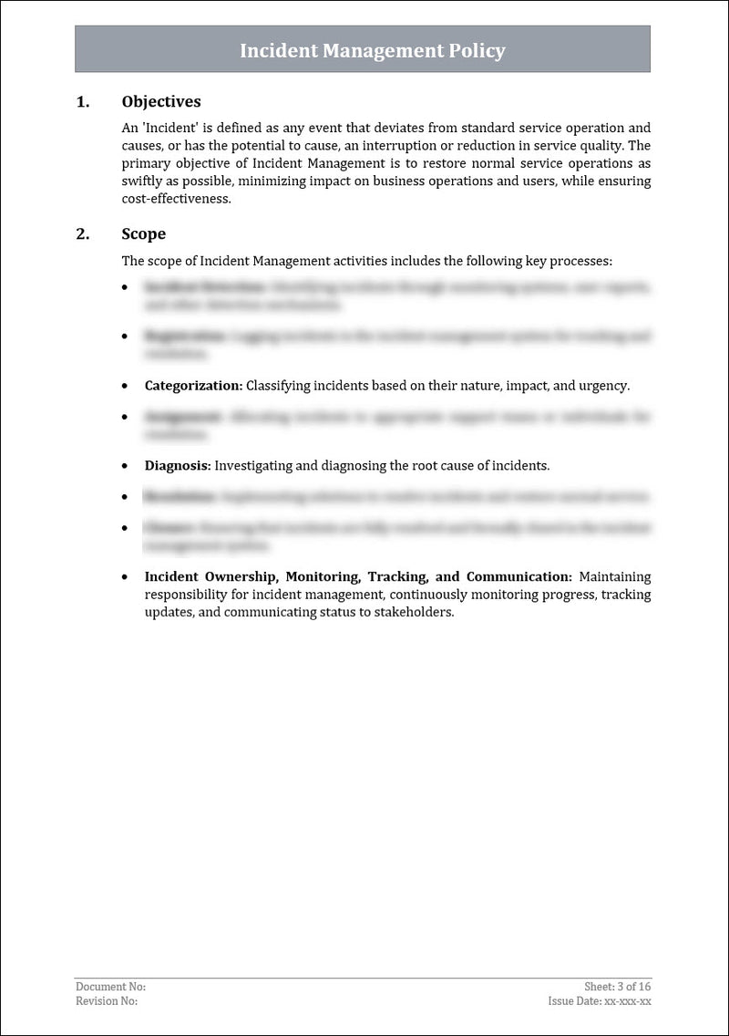 COSO Incident Management Policy Template