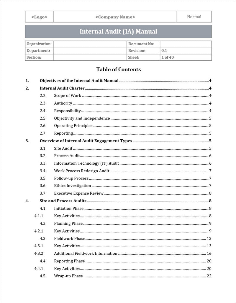 COSO Internal Audit Manual
