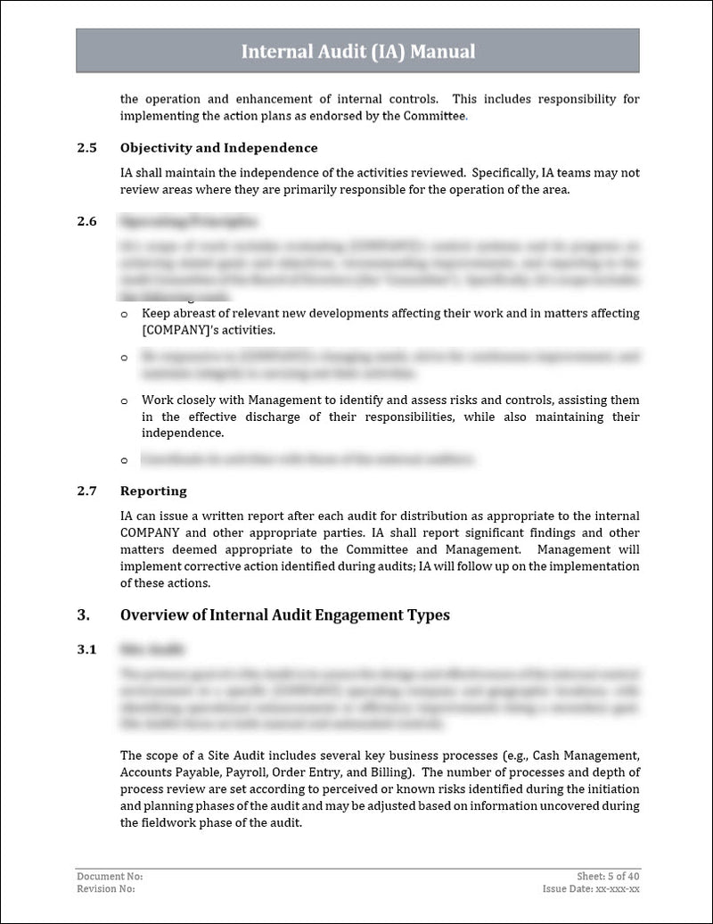 COSO Internal Audit Manual