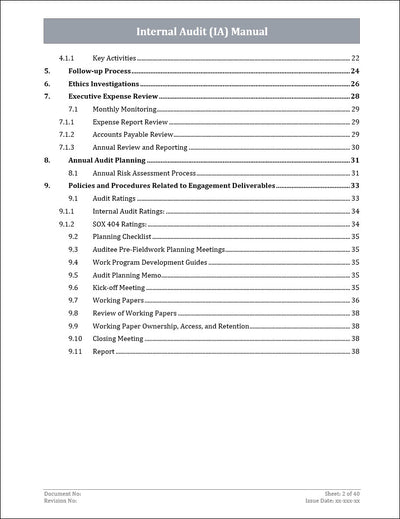 COSO Internal Audit Manual