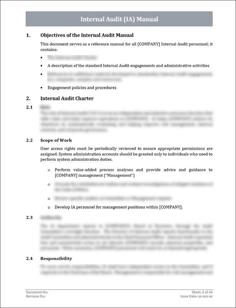 COSO Internal Audit Manual