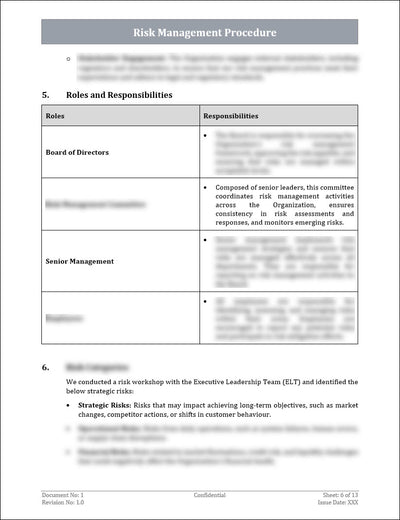 Risk Management Procedure Template