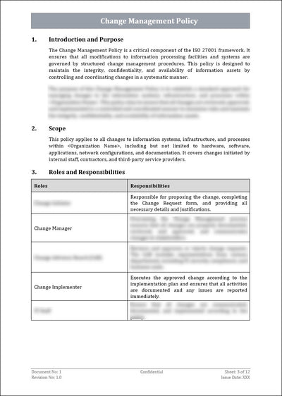 Change Management Policy Template