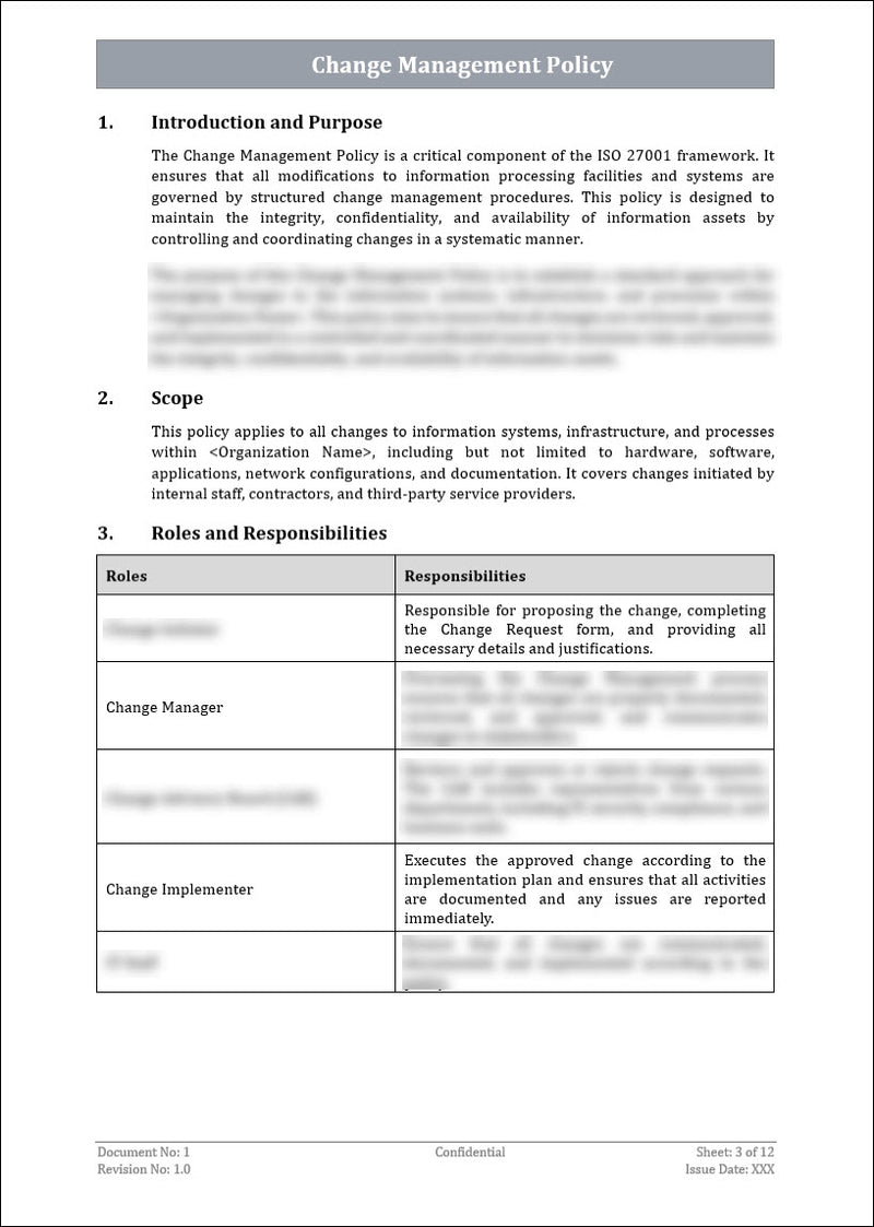 Change Management Policy Template