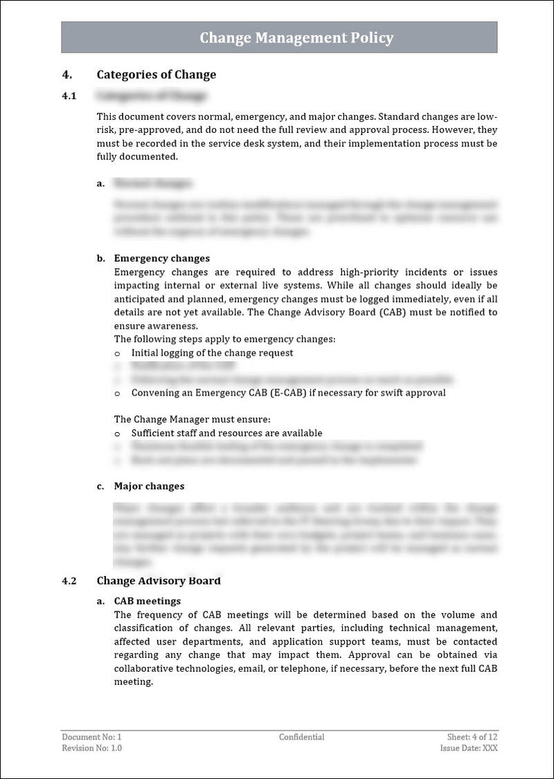 Change Management Policy Template