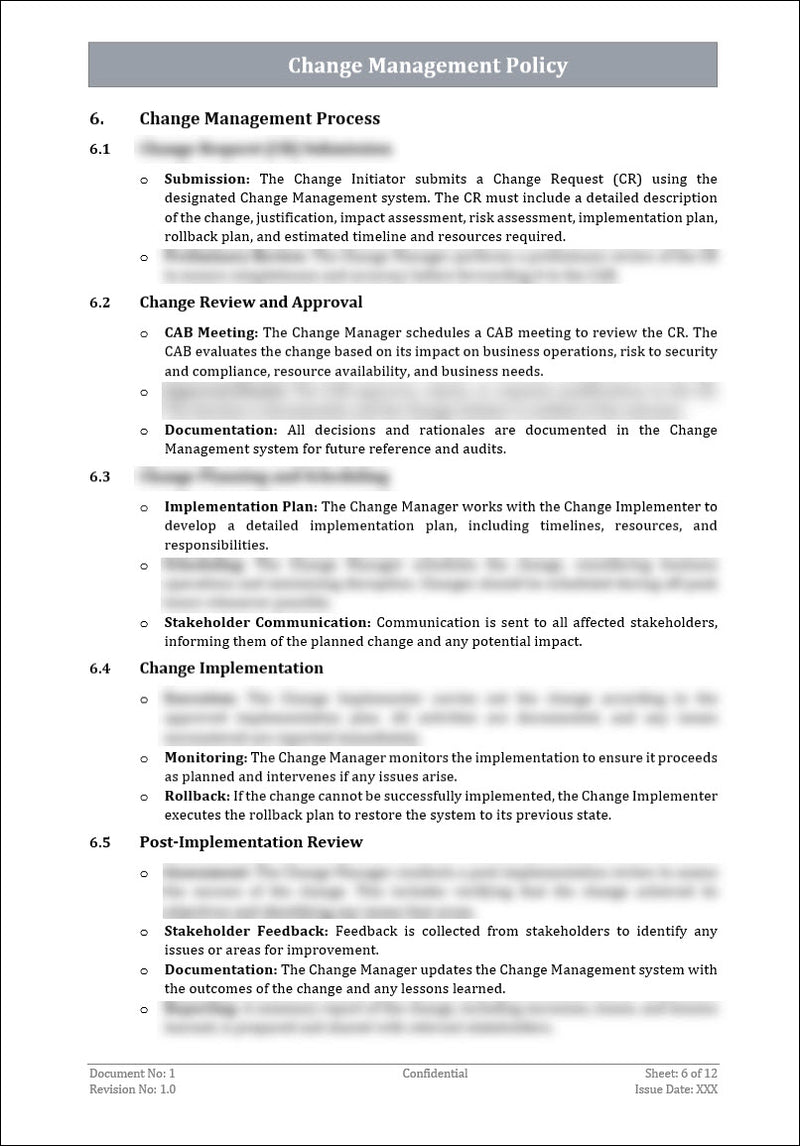 Change Management Policy Template
