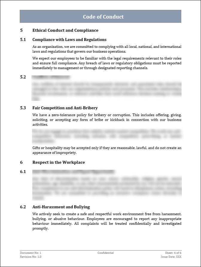 Code Of Conduct Template – ITSM Docs - ITSM Documents & Templates