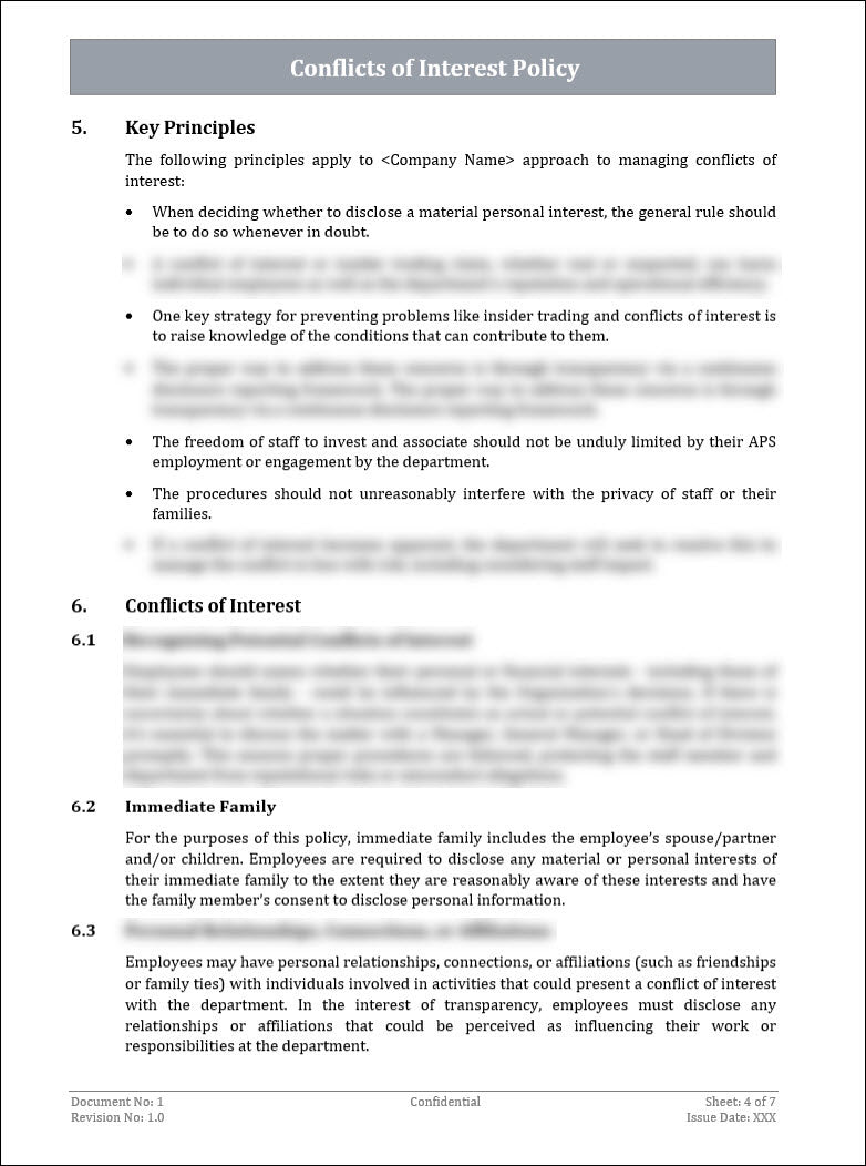 Conflict Of Interest Policy Template ITSM Docs ITSM Documents
