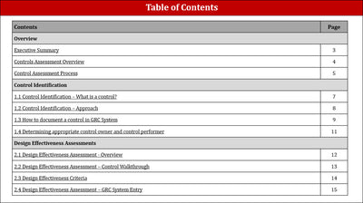 Control Assessment Standard Template