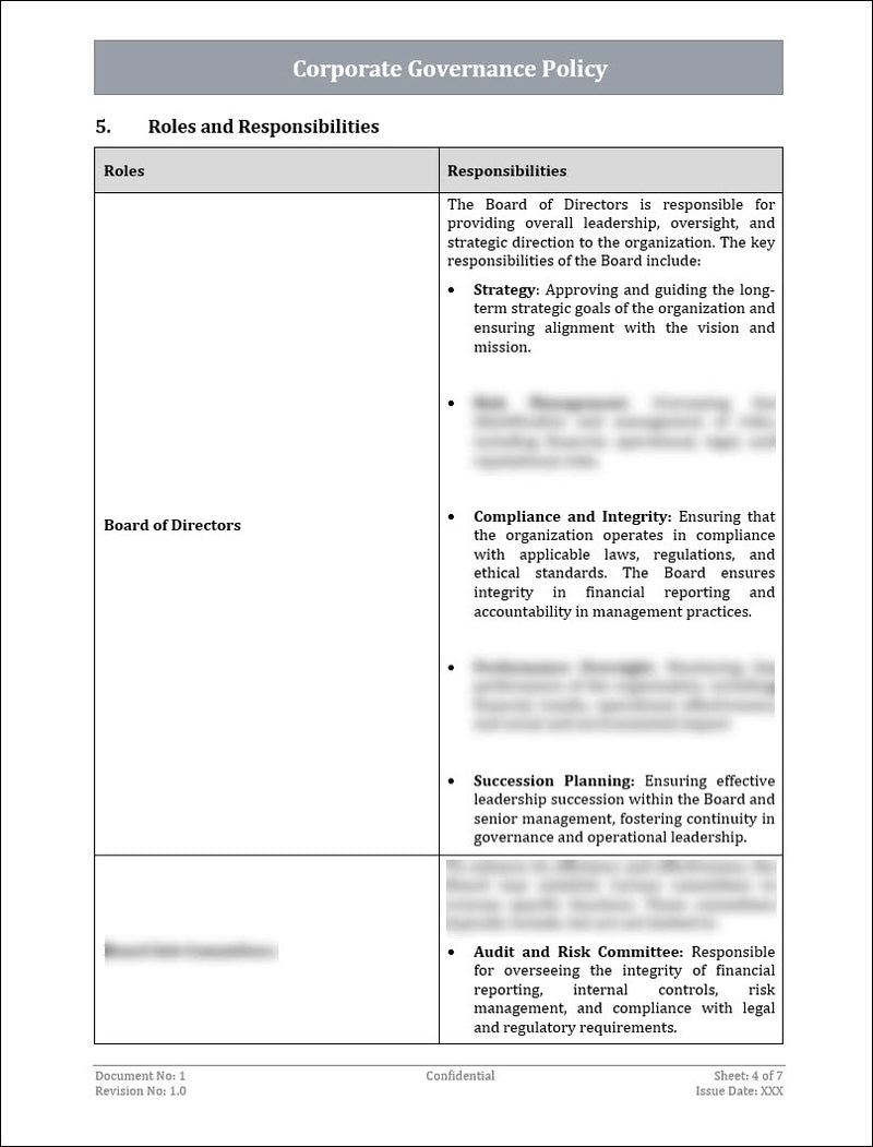 Learning Governance Document Example Corporate Governance Policy Template – ITSM Docs - ITSM Documents ...