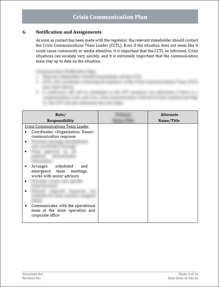 Crisis Communication Plan Template
