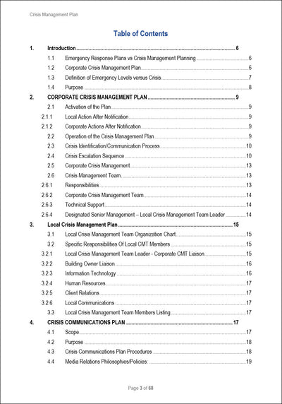 Crisis Management Plan Template