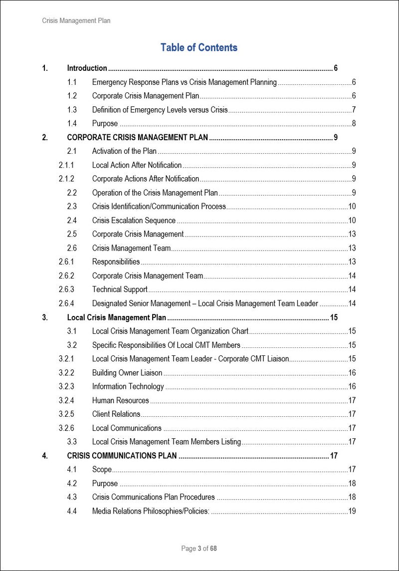 Crisis Management Plan Template