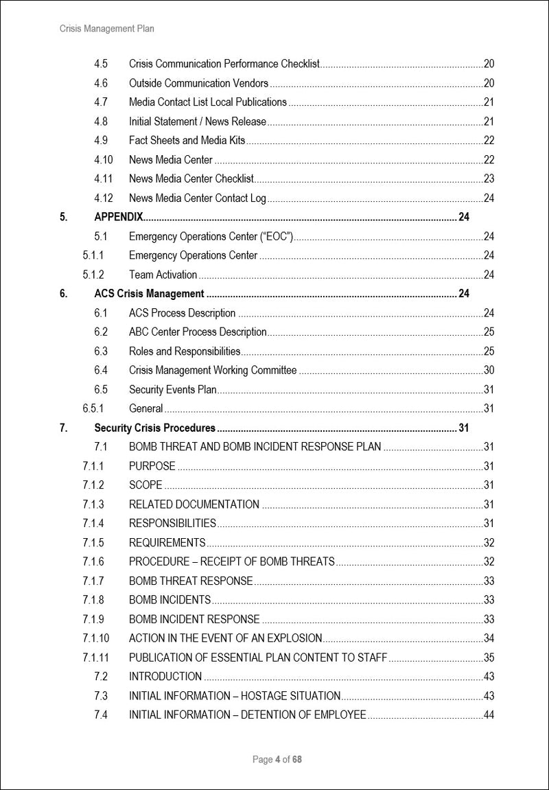 Crisis Management Plan Template