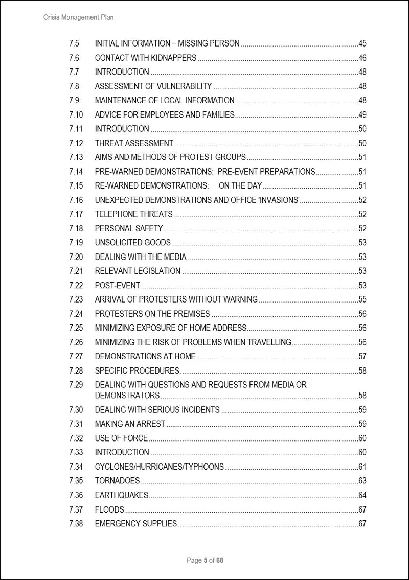 Crisis Management Plan Template