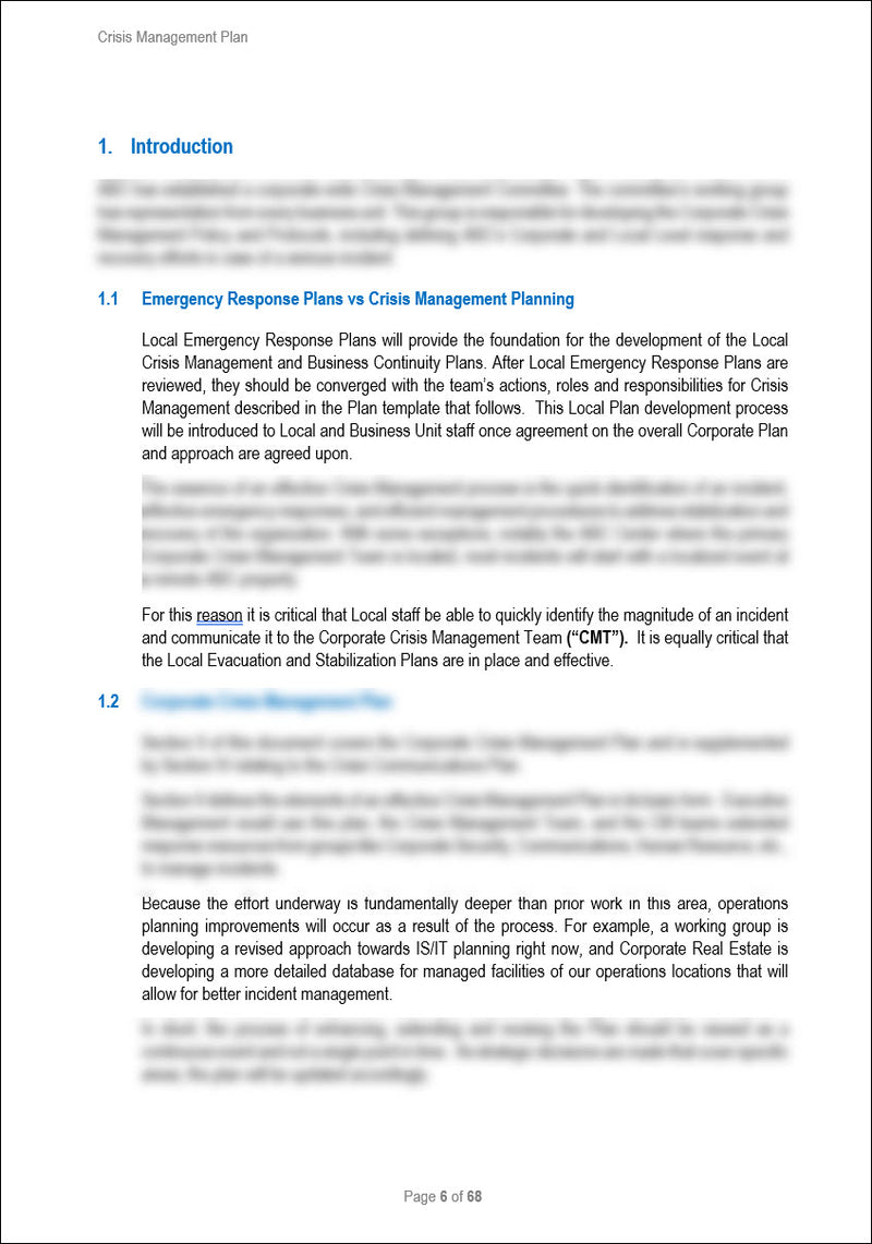Crisis Management Plan Template