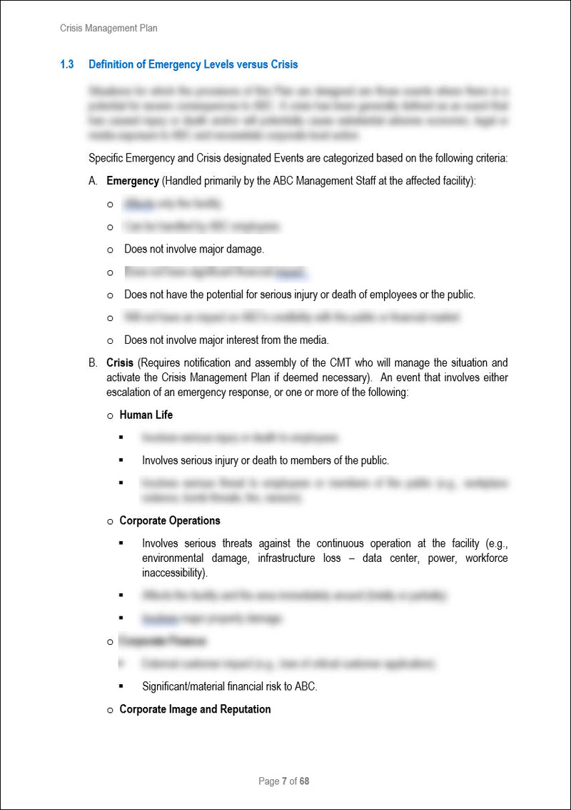 Crisis Management Plan Template