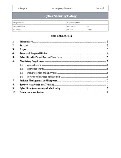 Cyber Security Policy Template
