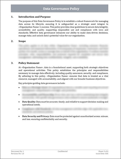 COSO Data Governance Policy Template