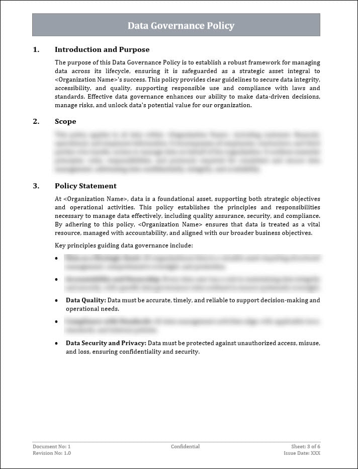 COSO Data Governance Policy Template