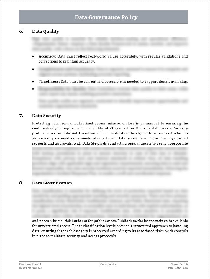 COSO Data Governance Policy Template