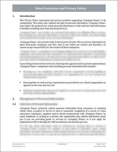 Data Protection and Privacy Policy Template
